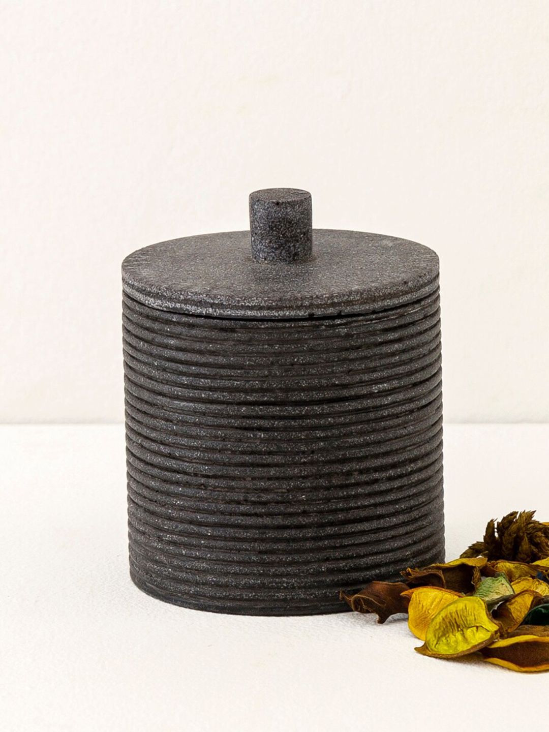 Home Centre Black Solid Polyresin Cotton Jar 250 ml Price in India