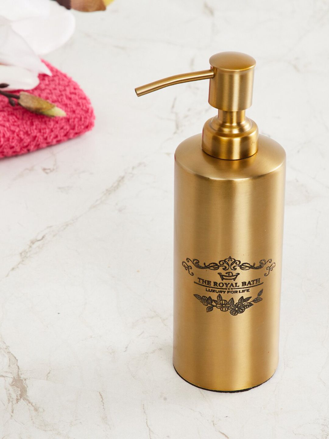 Home Centre Gold-Toned Printed Soap Dispenser - 240 ml Price in India