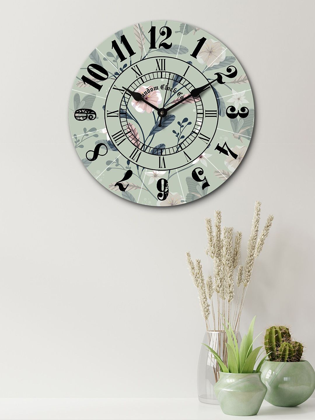 RANDOM Green & Black Printed Contemporary Wall Clock Price in India