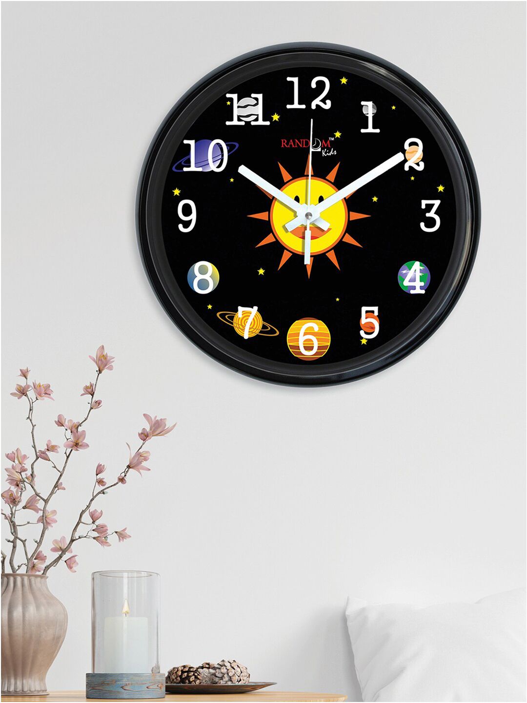 RANDOM Black & Yellow Printed Contemporary Wall Clock Price in India