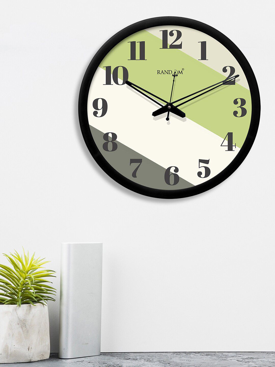 RANDOM Green & Grey Colourblocked 30 CM Contemporary Analogue Wall Clock Price in India