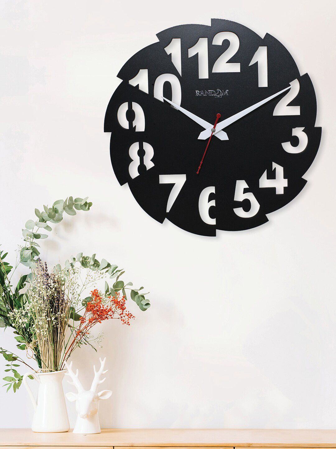 RANDOM Black & White Printed Contemporary Wall Clock Price in India