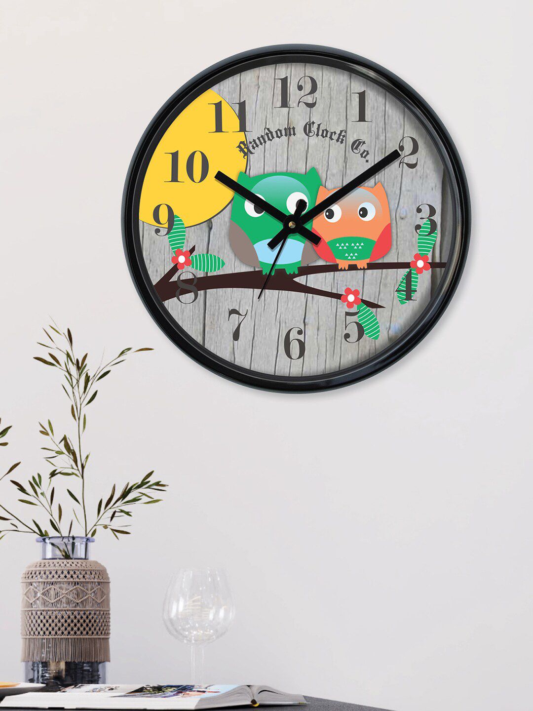 RANDOM Grey & Green Printed Contemporary Wall Clock Price in India