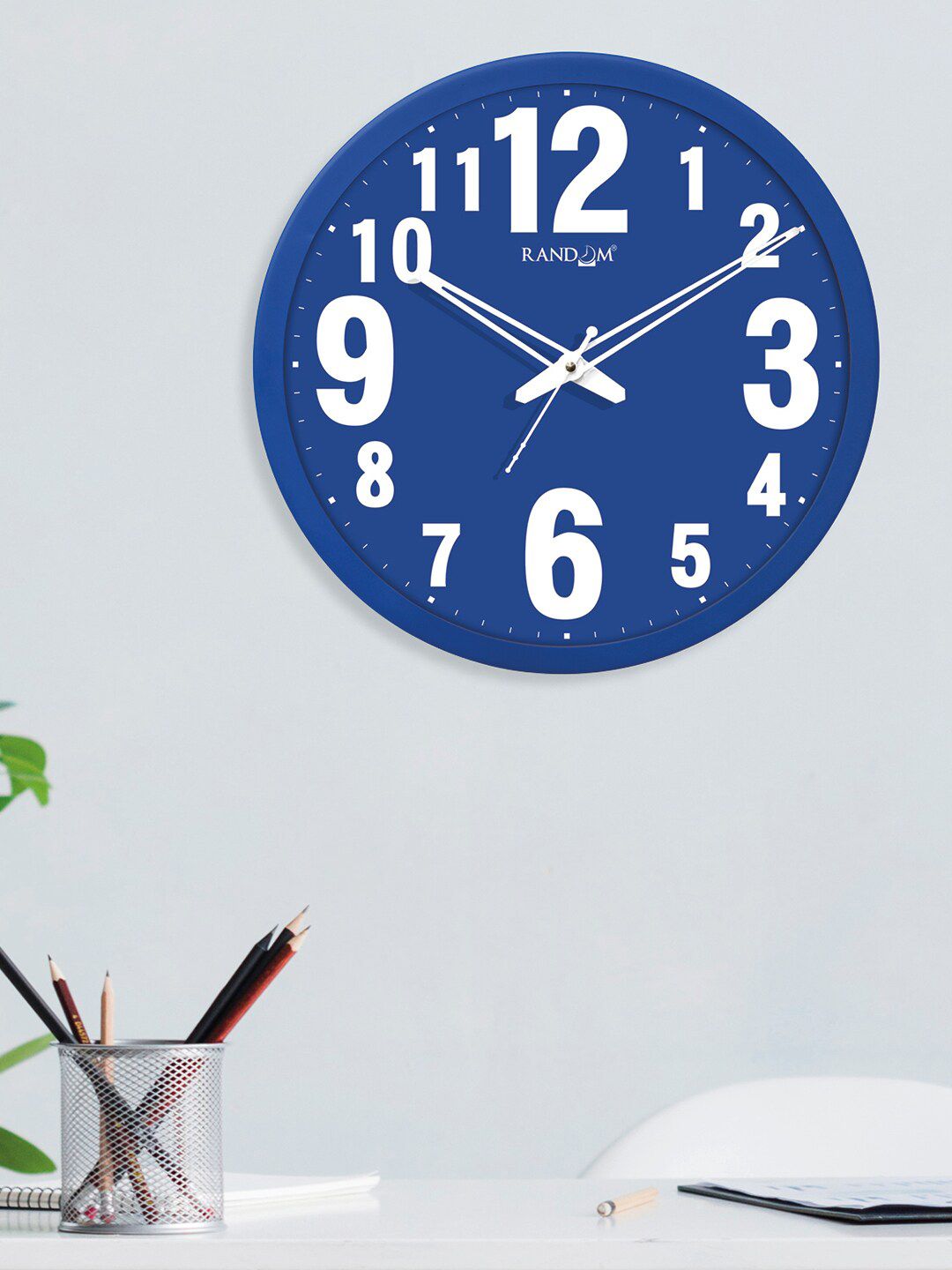 RANDOM Blue & White Printed Contemporary Wall Clock Price in India