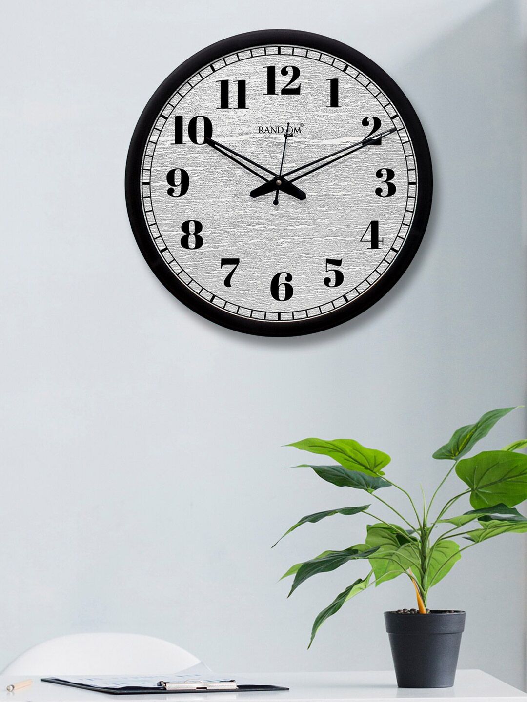 RANDOM Grey & Black Printed Contemporary Wall Clock Price in India