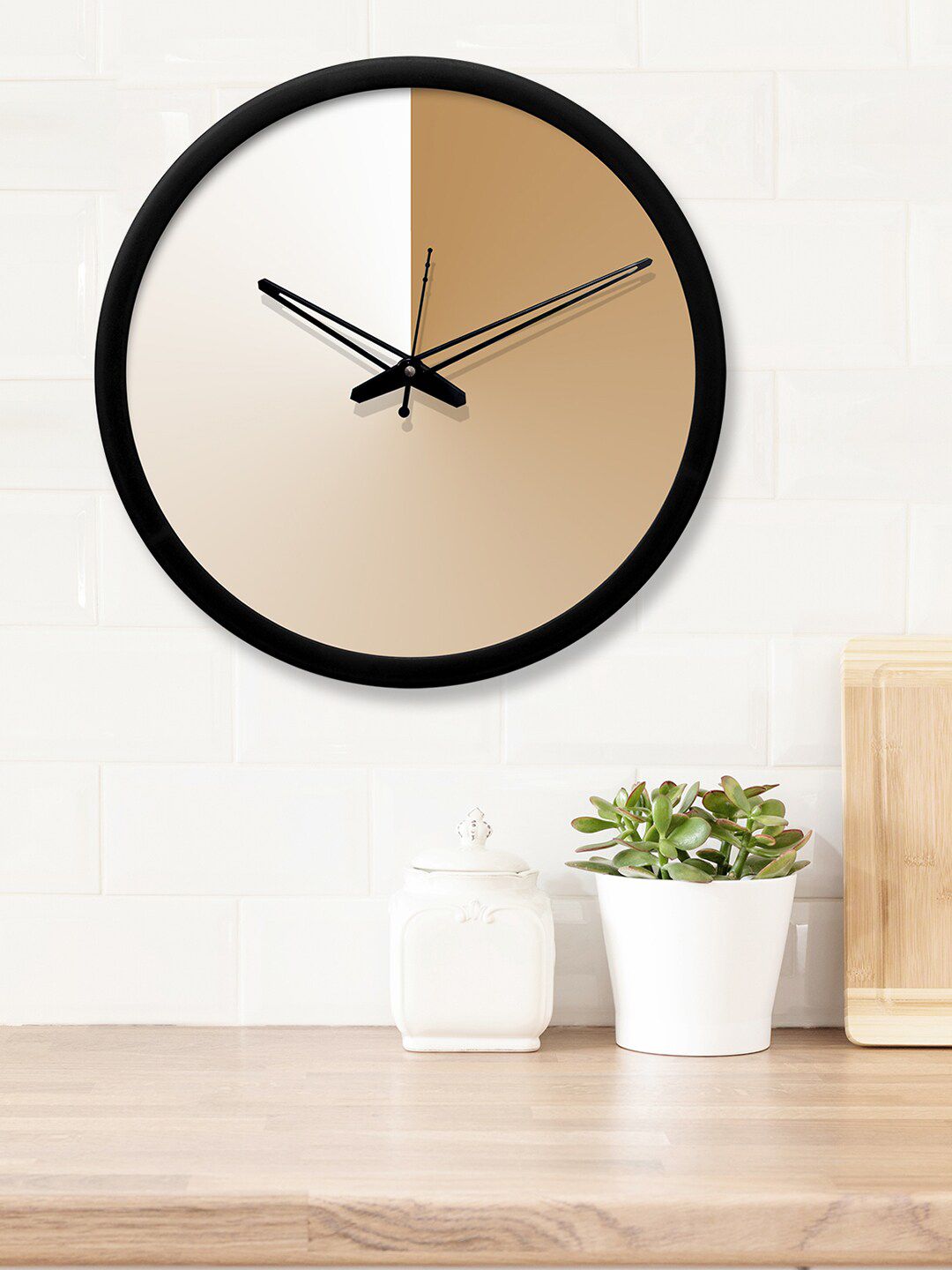 RANDOM Black & Beige Printed Contemporary Wall Clock Price in India