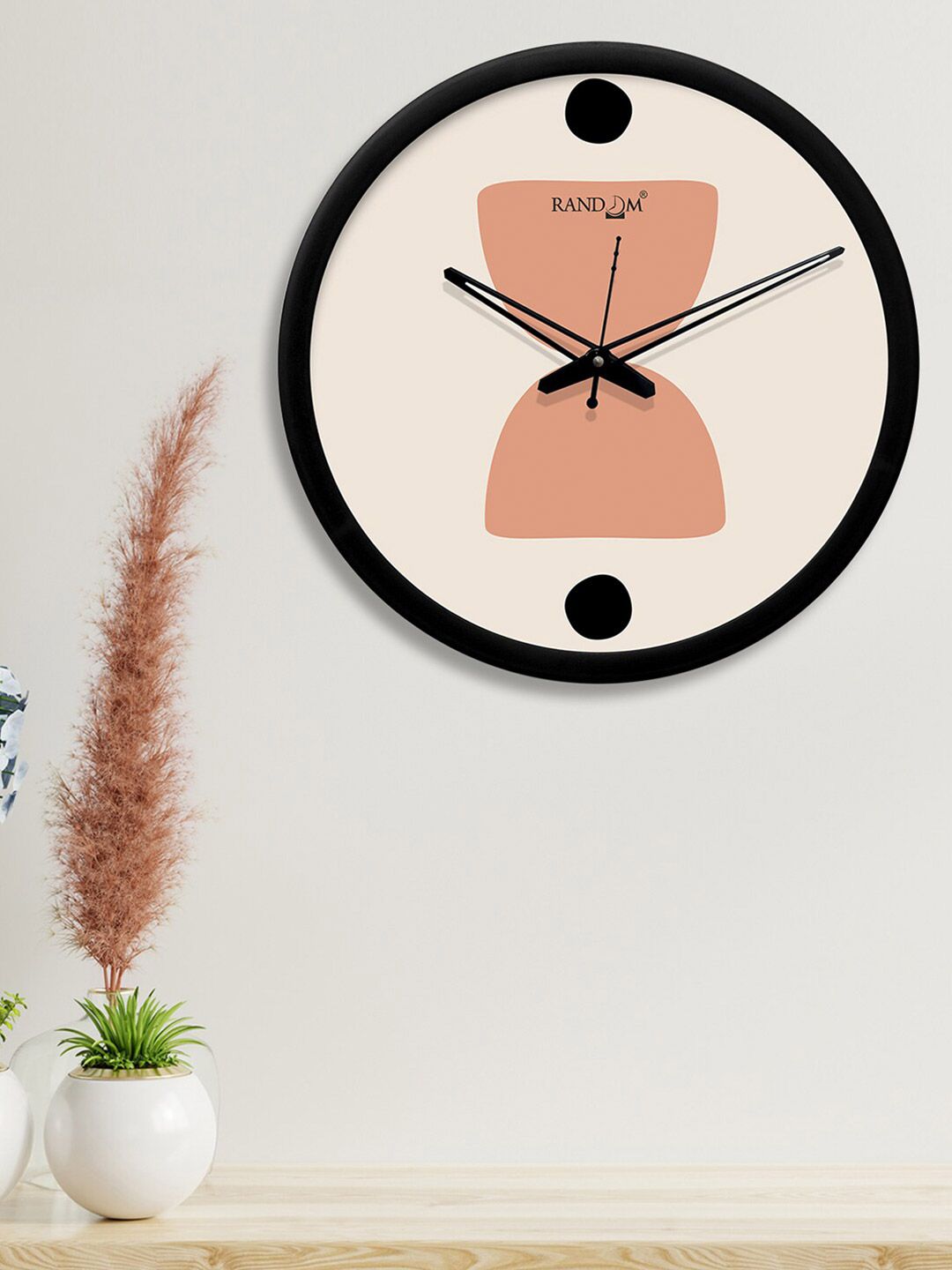 RANDOM Peach-Coloured & Off-White Printed 30 CM Contemporary Analogue Wall Clock Price in India