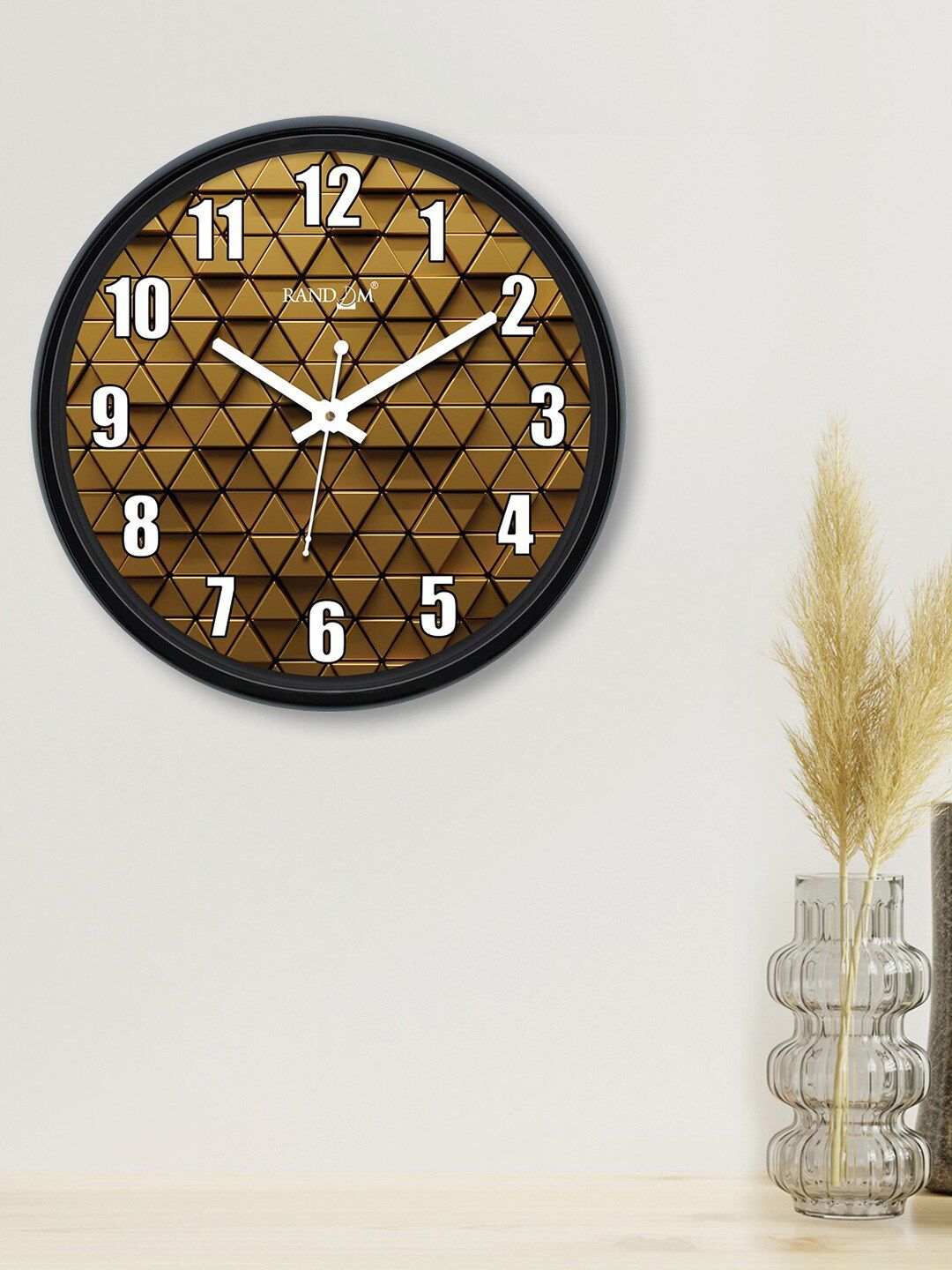 RANDOM Black & Brown Printed Contemporary Wall Clock Price in India