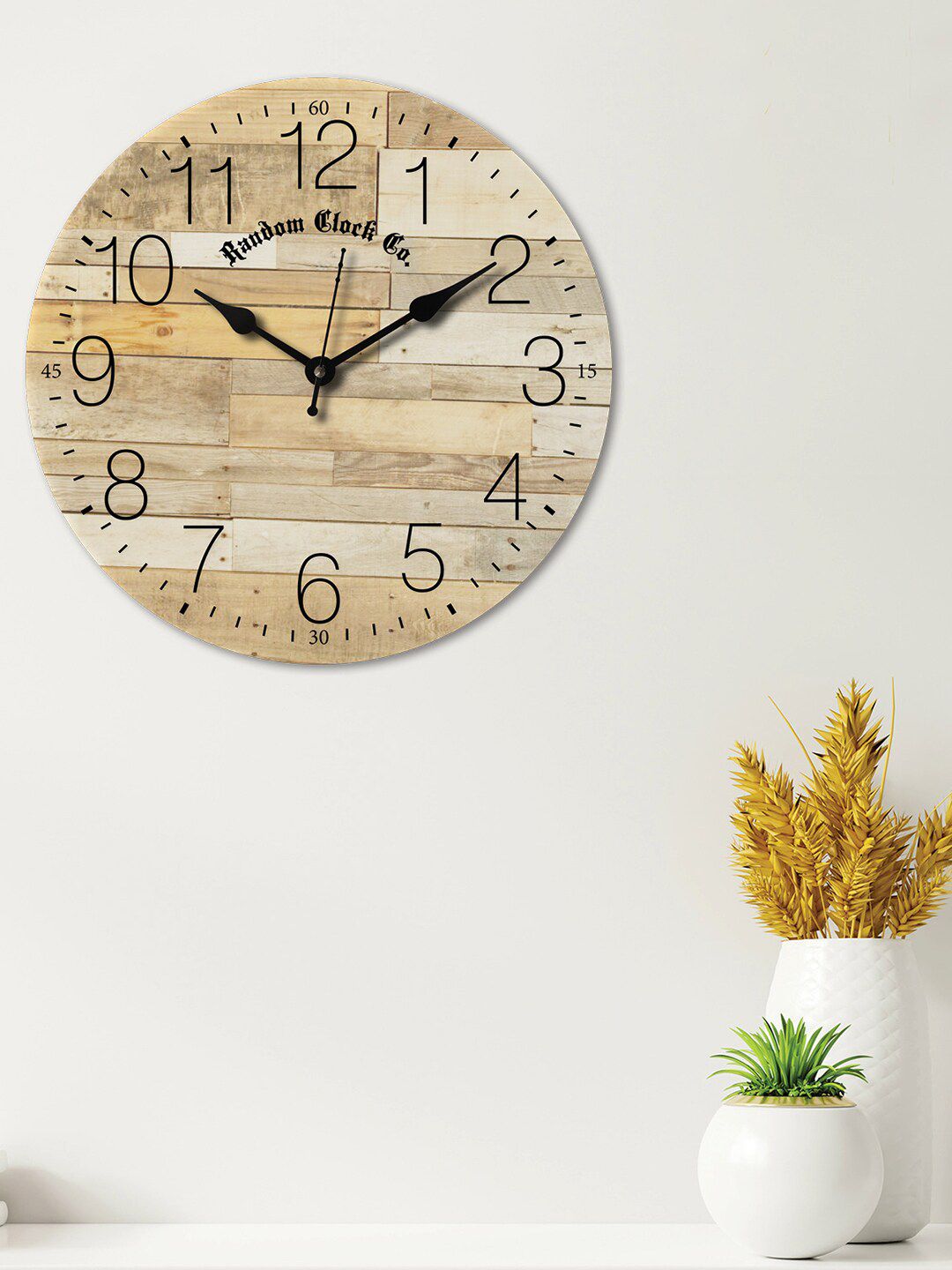 RANDOM Brown & Beige Printed Contemporary Wall Clock Price in India