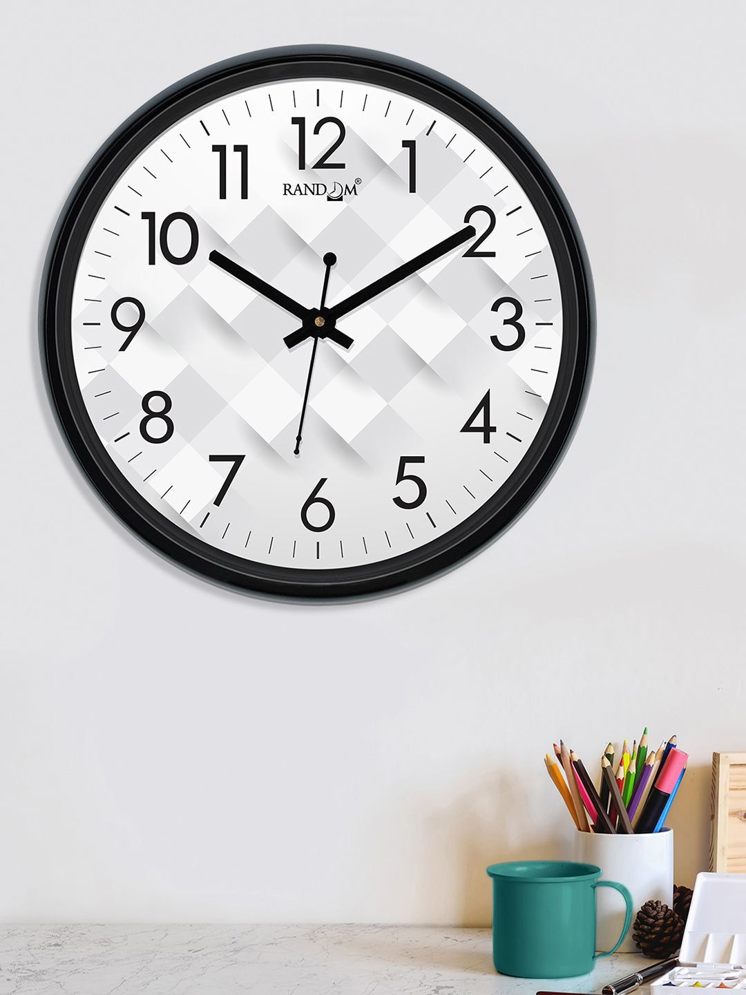 RANDOM Grey & Black Printed Contemporary Wall Clock Price in India