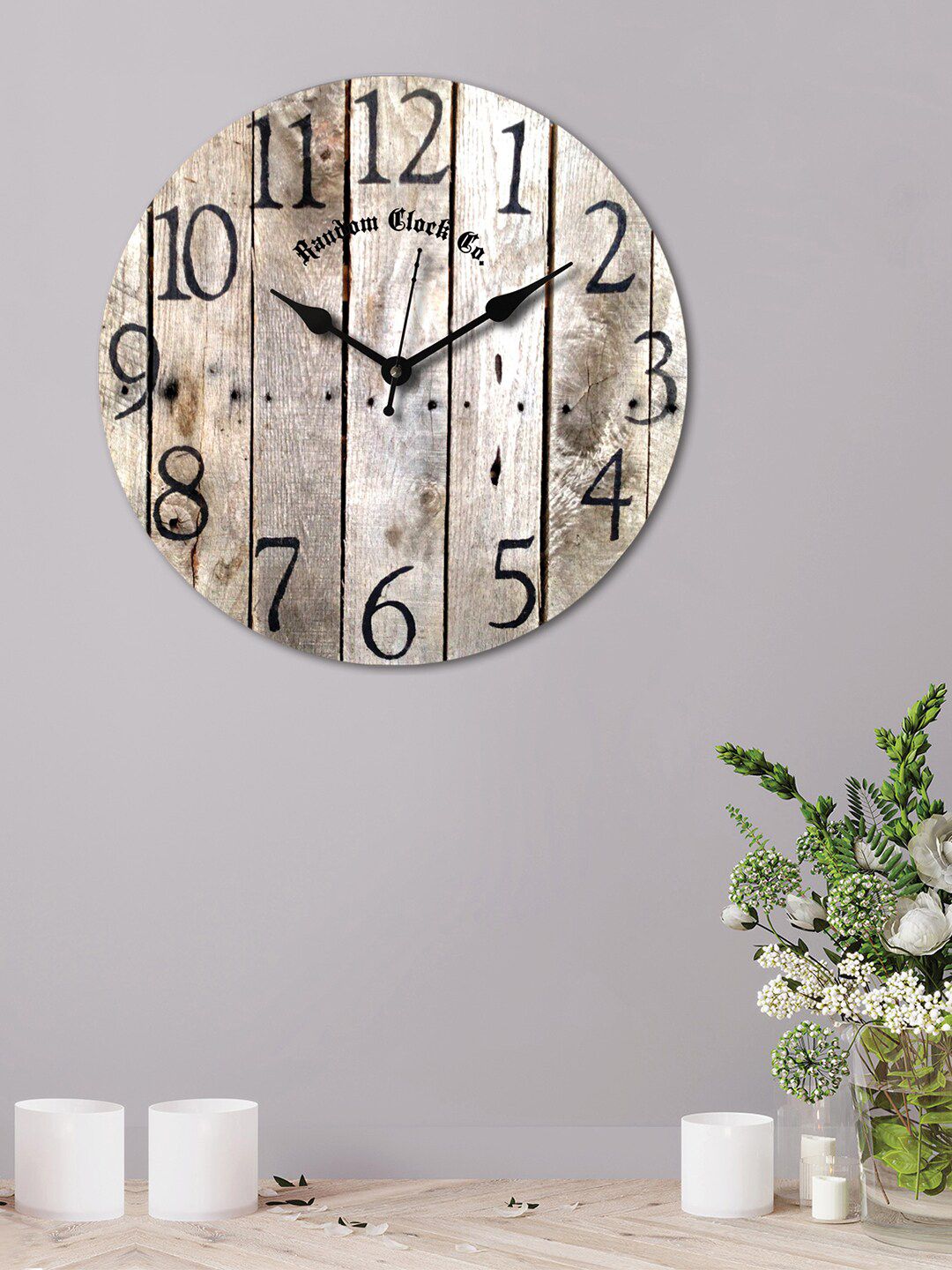 RANDOM Brown Printed Contemporary Wall Clock Price in India