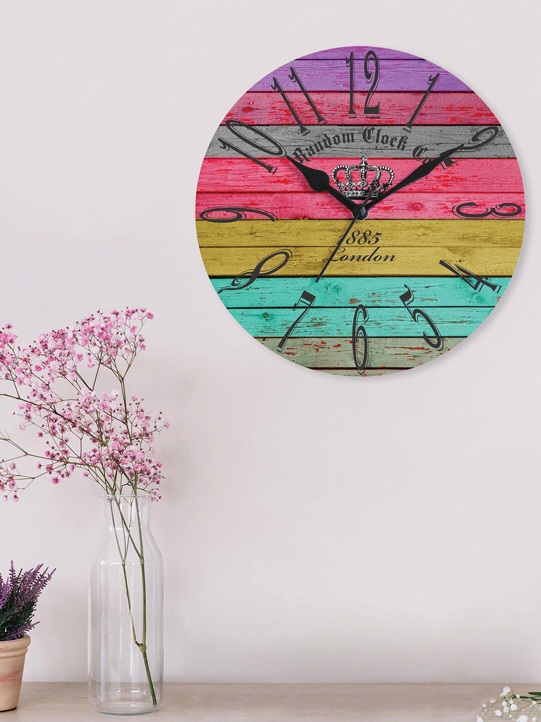 RANDOM Multicoloured Printed Contemporary Wall Clock Price in India