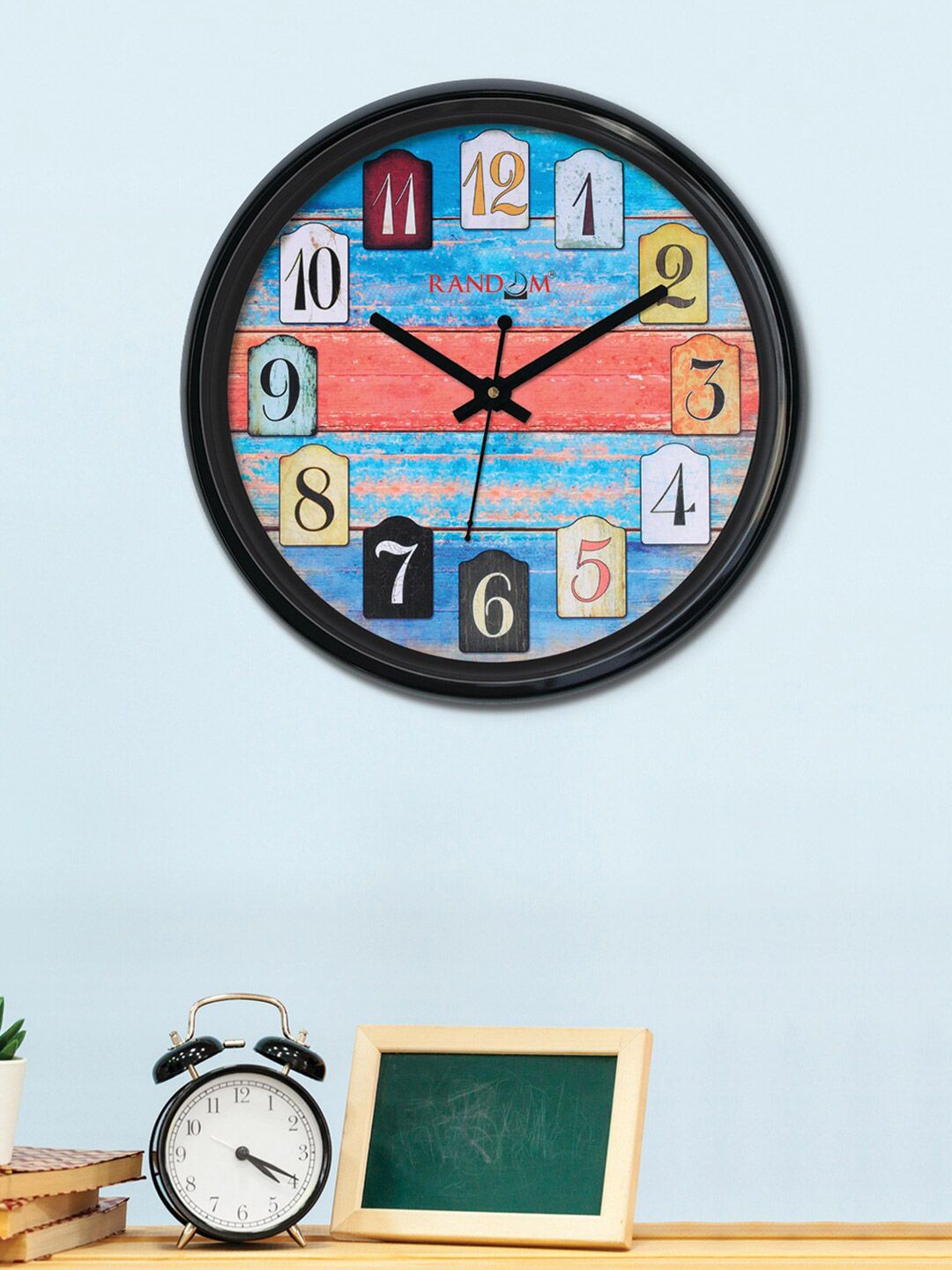 RANDOM Blue & Red Printed Contemporary Wall Clock Price in India