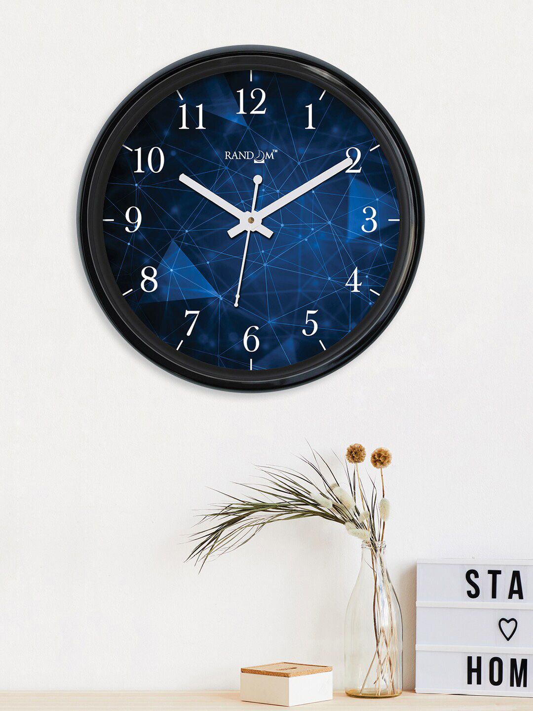 RANDOM Blue & White Printed Analogue Contemporary Wall Clock Price in India