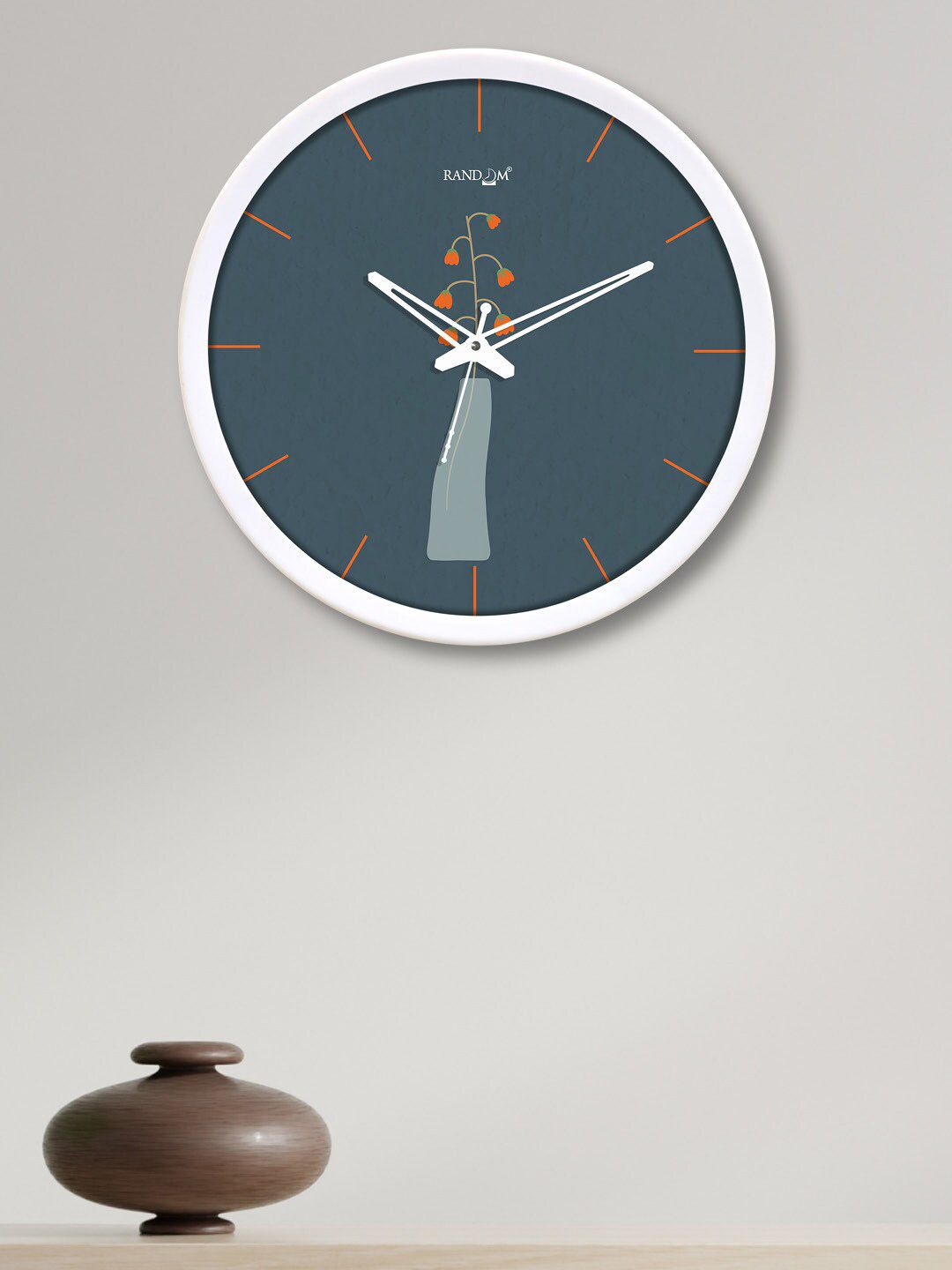 RANDOM Grey & White Printed Contemporary 30 cm Analogue Wall Clock Price in India