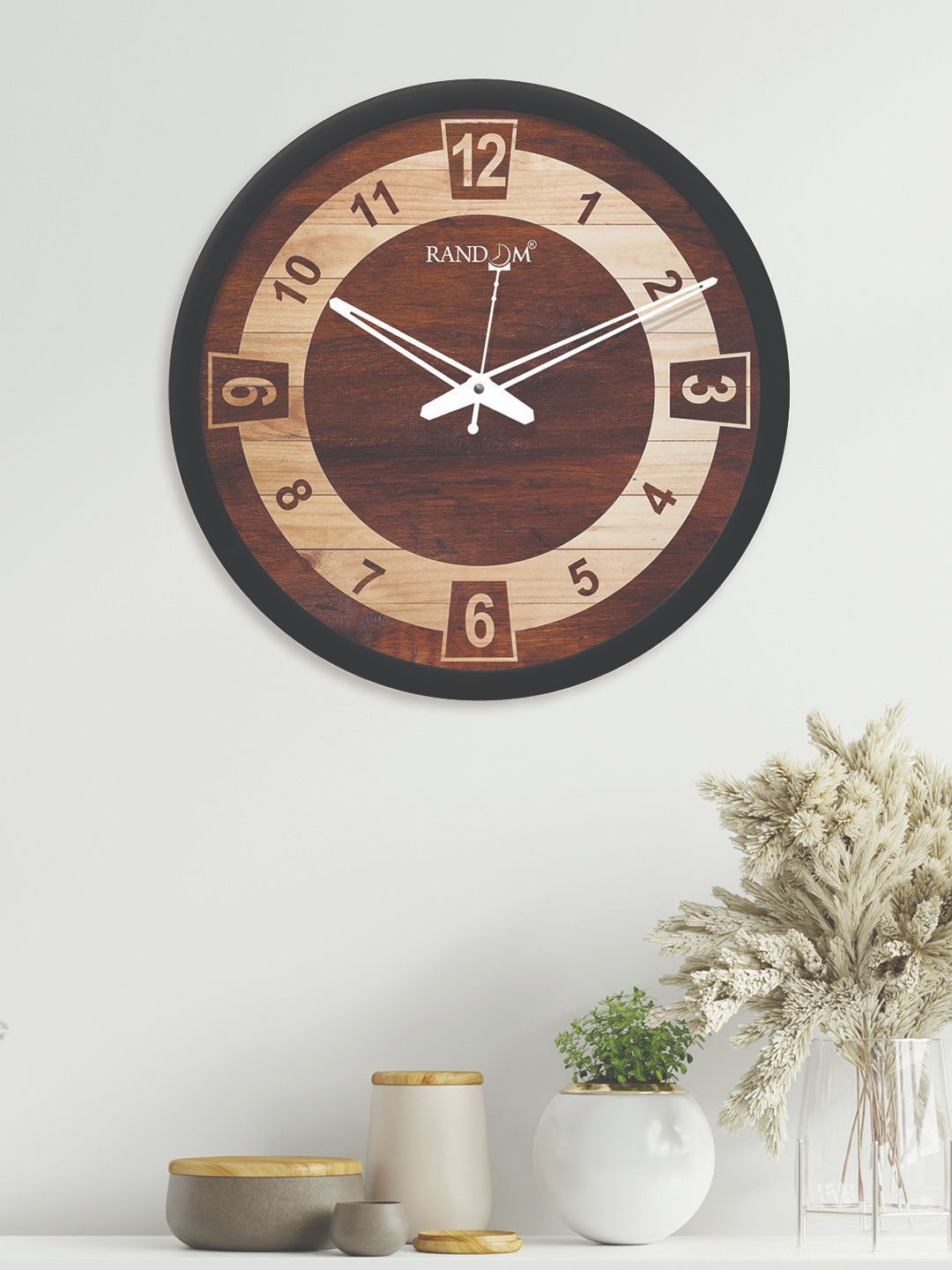 RANDOM Brown & Black Printed Contemporary Wall Clock Price in India