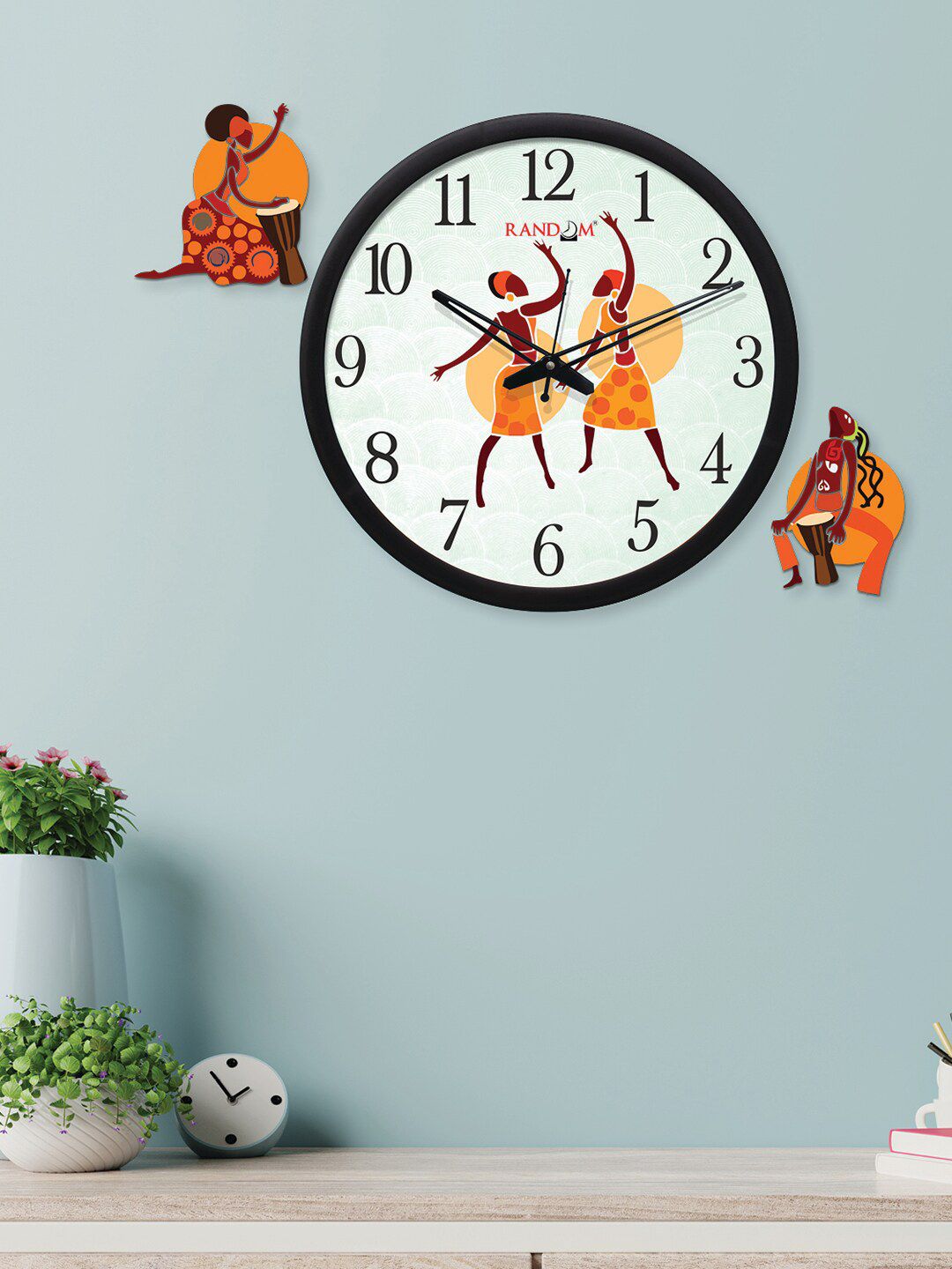 RANDOM White & Orange Printed Contemporary Wall Clock Price in India