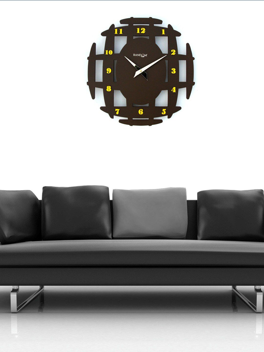 RANDOM Brown & Yellow Printed Contemporary Wall Clock Price in India