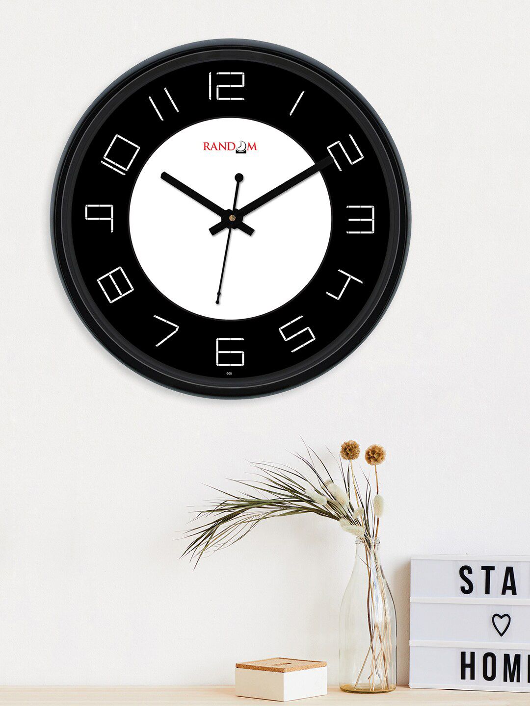 RANDOM White & Black Printed Contemporary Wall Clock Price in India