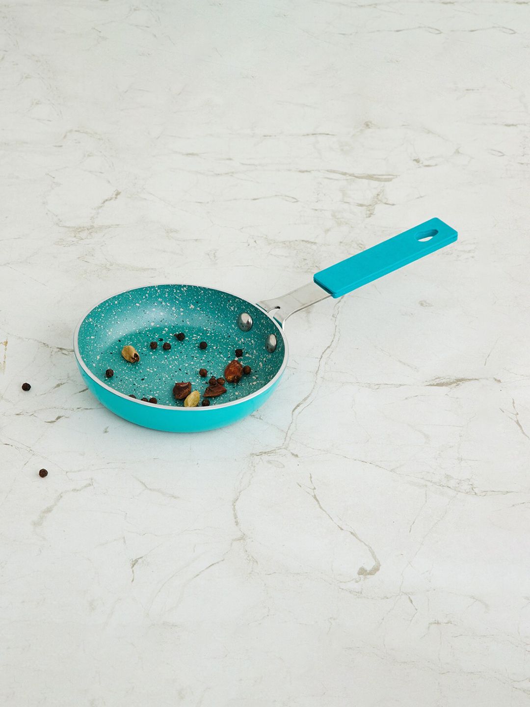 Home Centre Teal-Blue Solid Aluminium Mini Fry Pan Price in India