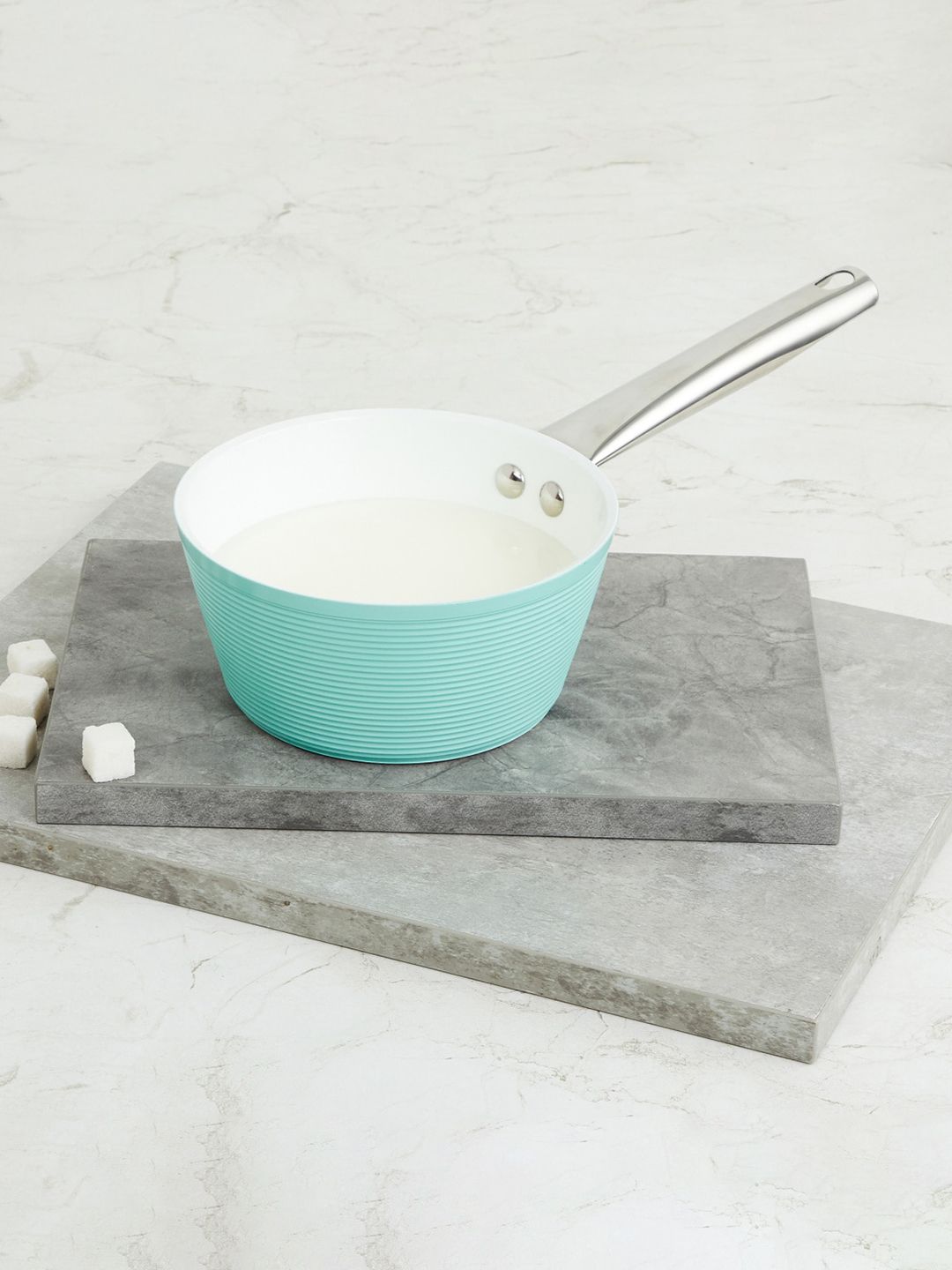 Home Centre Blue Solid Aluminium Milk Pan Without Lid Price in India