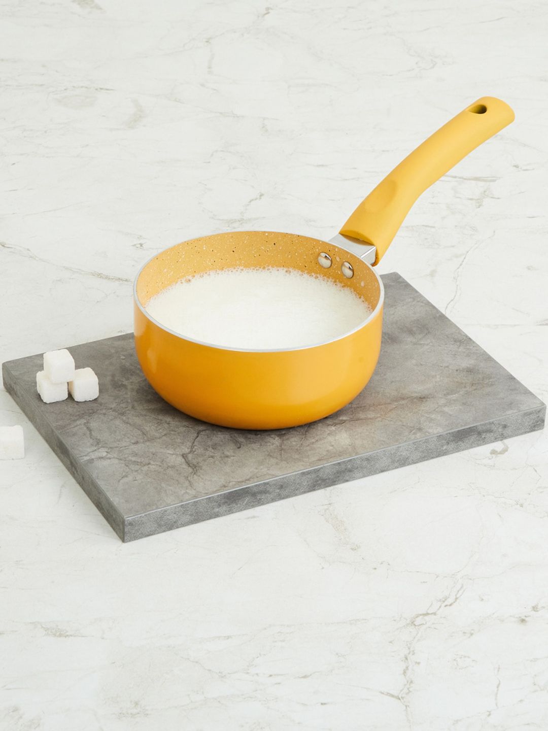 Home Centre Yellow Solid Induction Base Aluminium Milk Pan Price in India