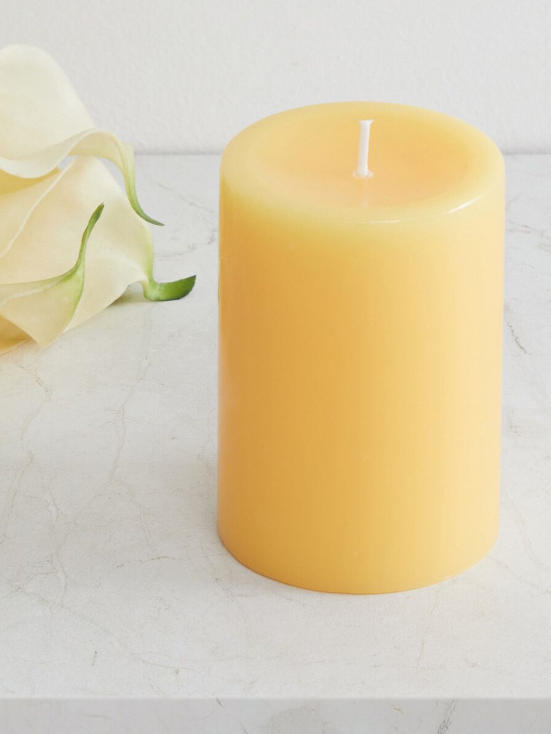 Home Centre Yellow Colour Connect Solid Round Pillar Candle Price in India