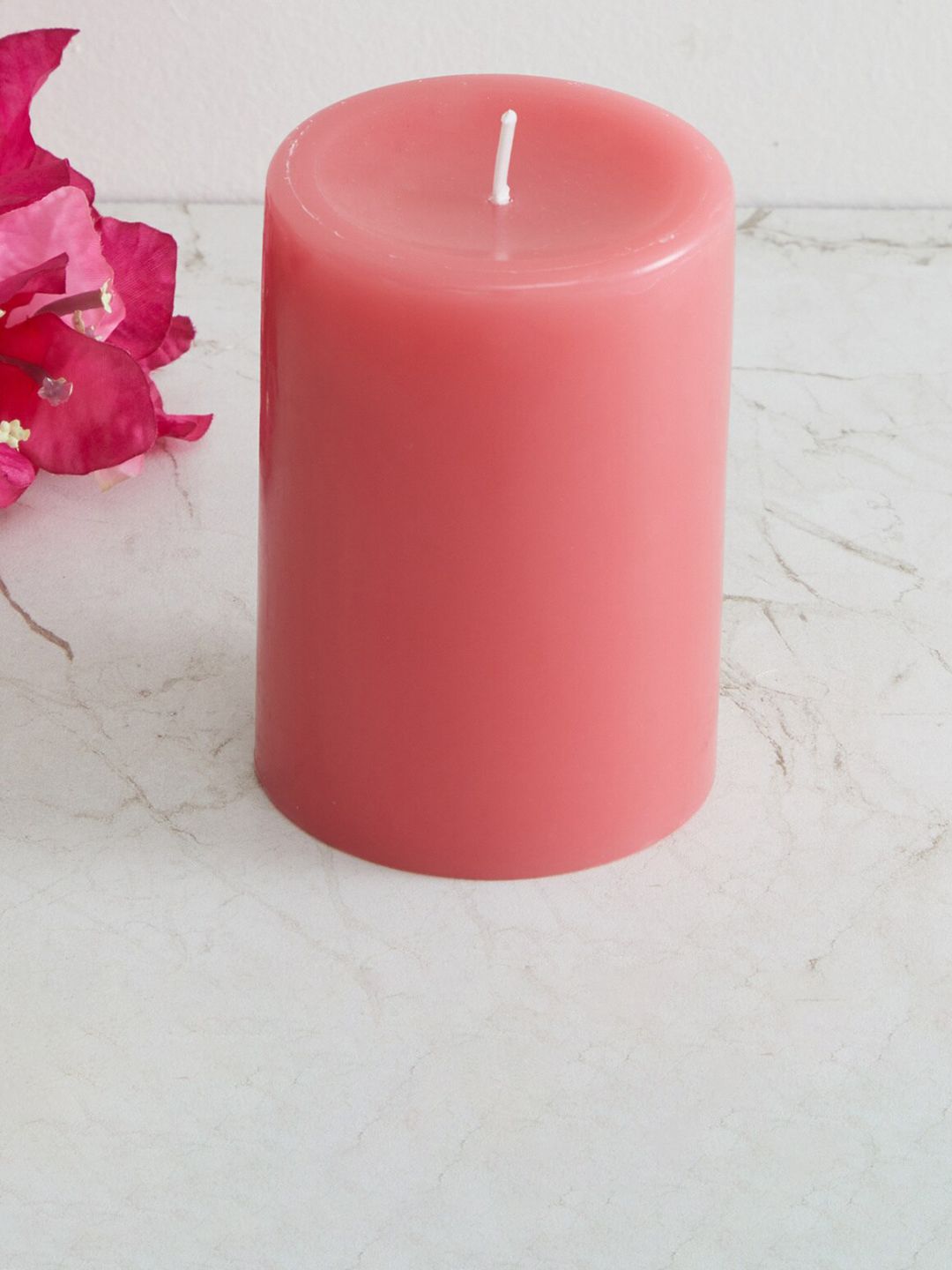 Home Centre Pink Solid Raspberry Round Pillar Candle Price in India
