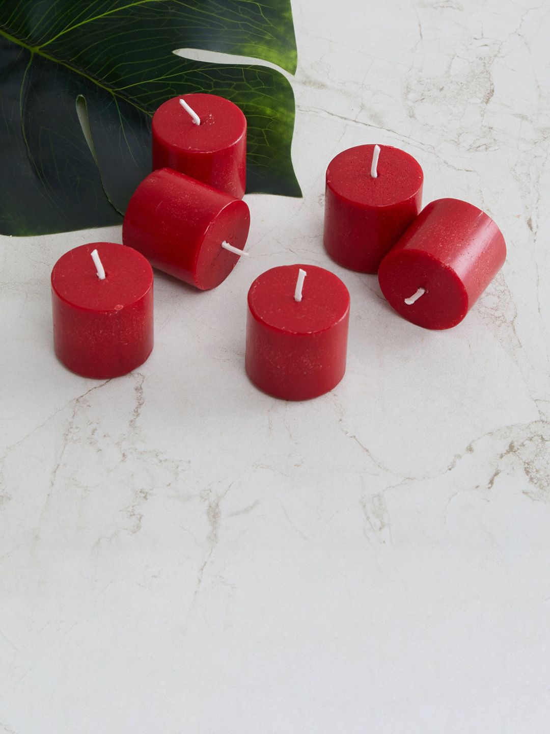 Home Centre Set of 6 Red Colour Connect Round Votive Candles Price in India
