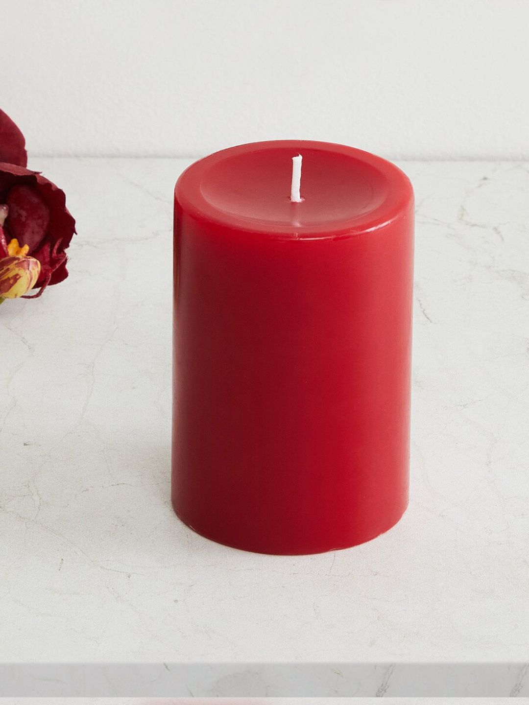 Home Centre Red Colour Connect Solid Round Pillar Candle Price in India