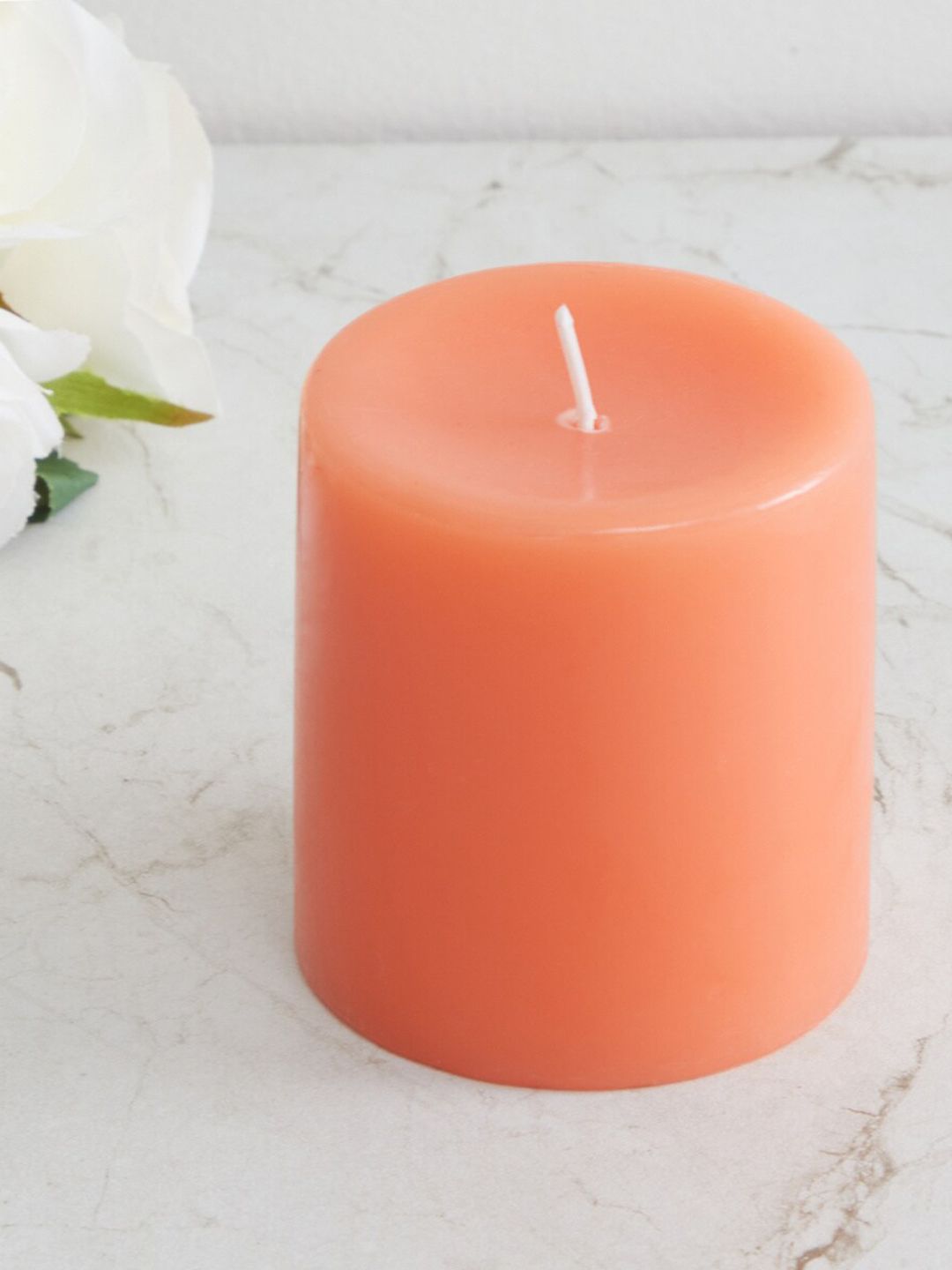 Home Centre Orange Solid Wax Pillar Candle Price in India