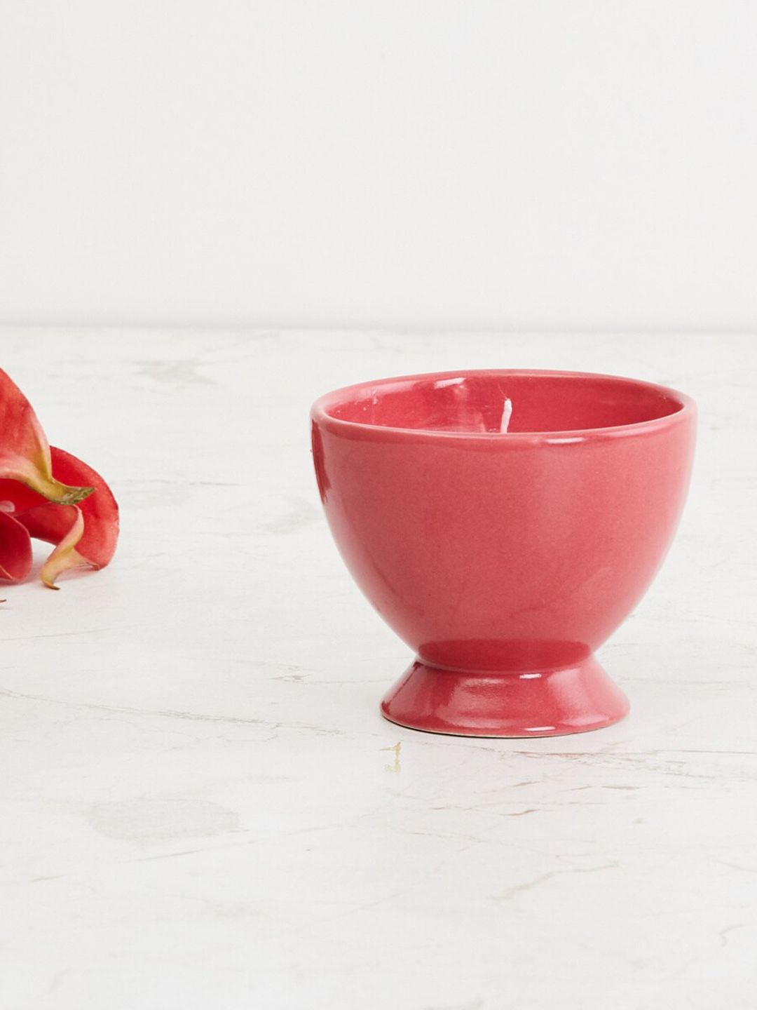Home Centre Red Round Ceramic Ice Cream Jar Candle Price in India