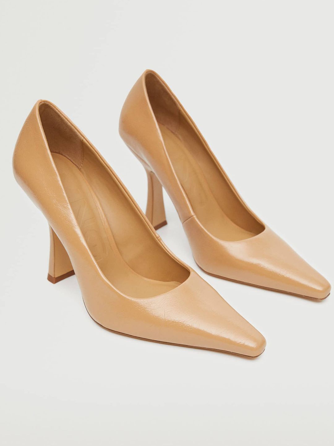 MANGO Camel Brown Solid Pumps Price in India