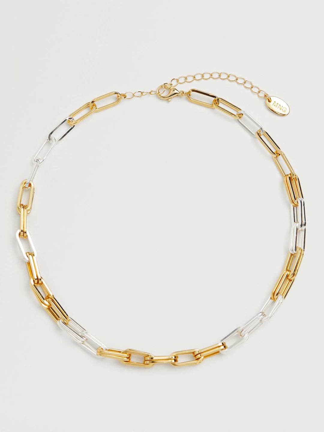 MANGO Women Gold-Toned & Silver-Toned Linked Chain Necklace Price in India