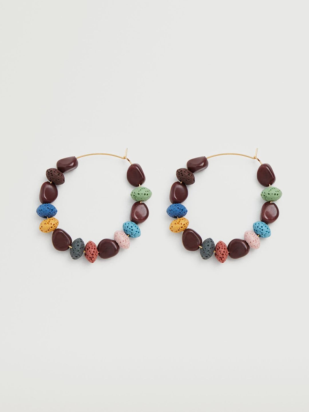 MANGO Multicoloured Beaded Circular Hoop Earrings Price in India