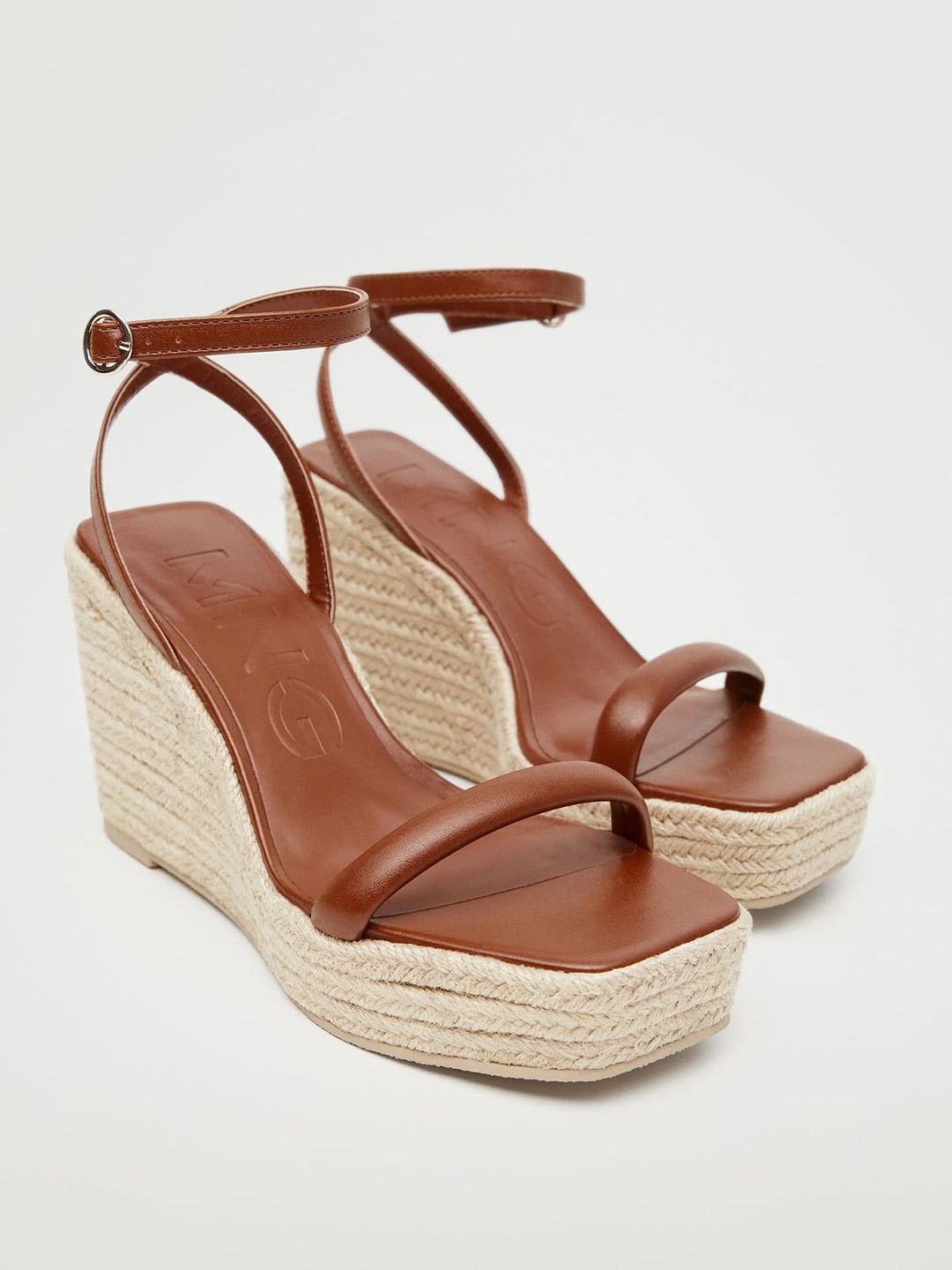 MANGO Women Tan Brown Solid Wedge Heels Price in India