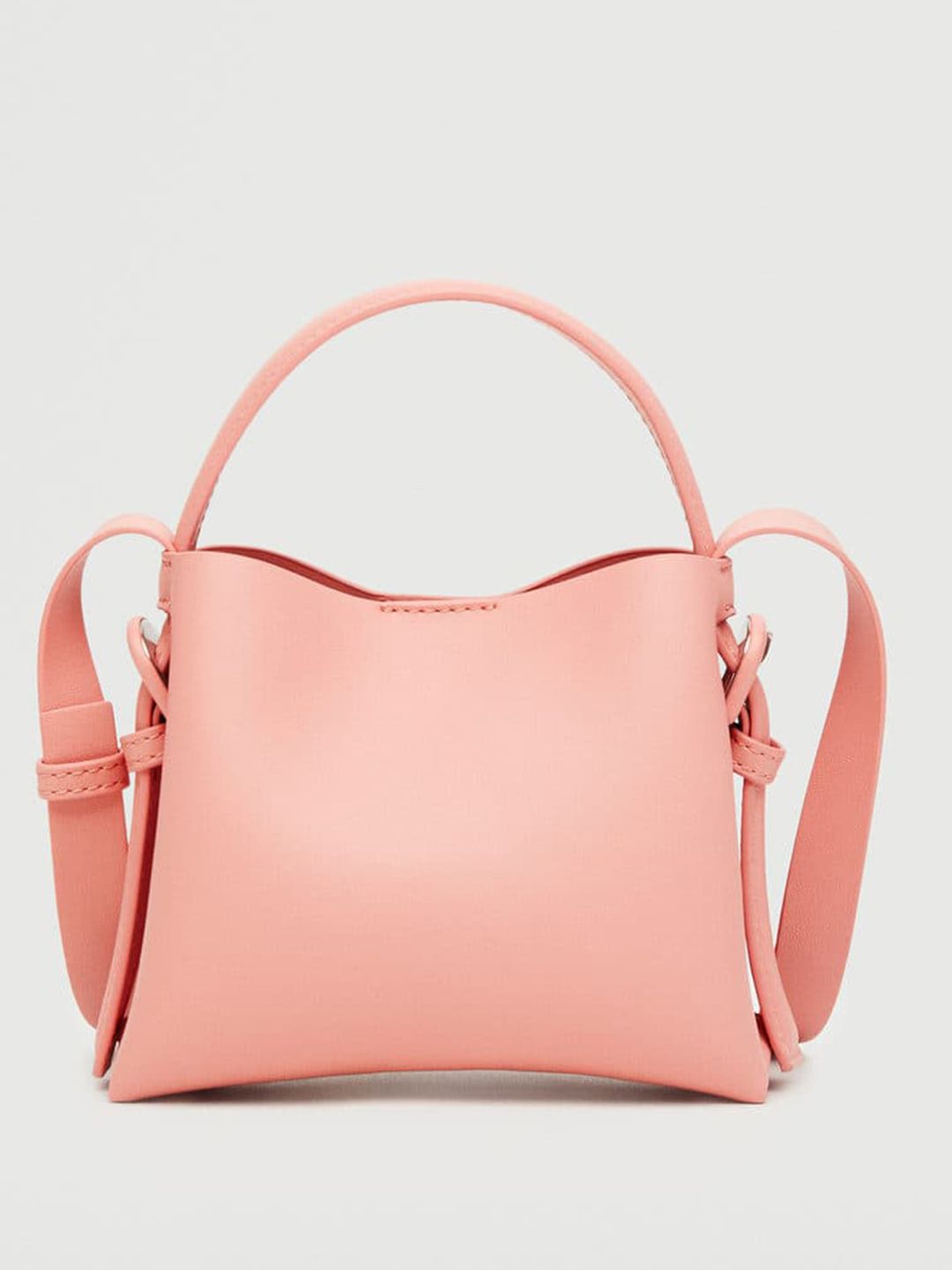 MANGO Pink Solid Structured Handheld Bag with Non-Detachable Sling Strap & Buckle Detail Price in India