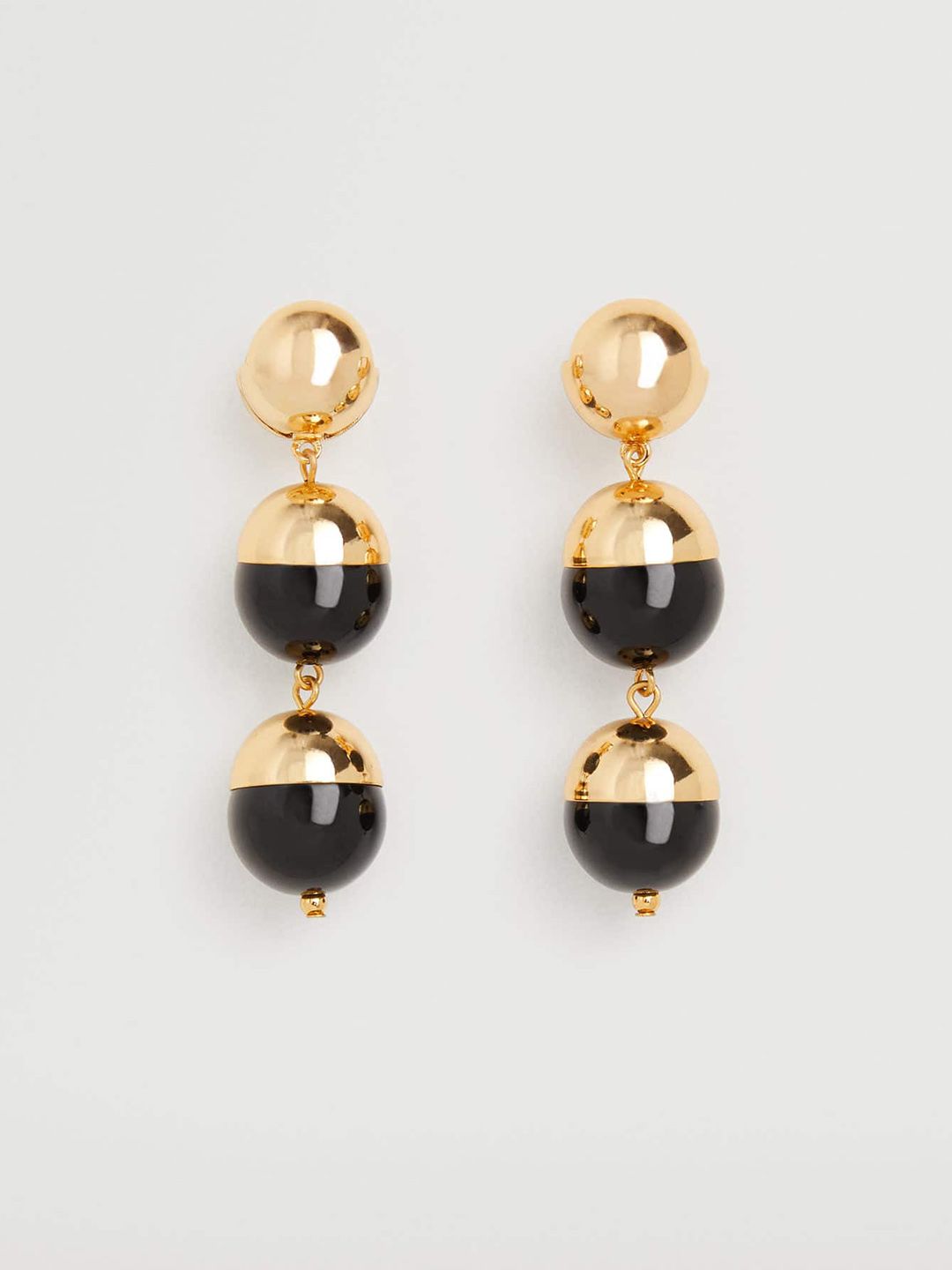 MANGO Gold-Toned & Black Spherical Drop Earrings Price in India