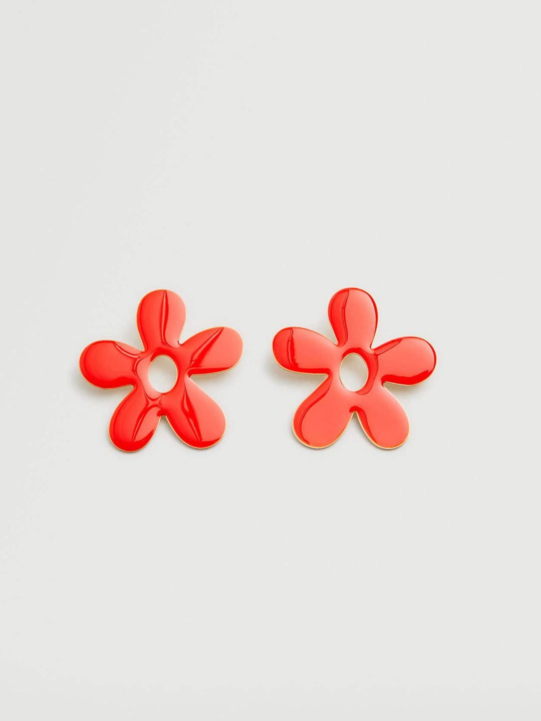 MANGO Orange Floral Enamelled Drop Earrings Price in India