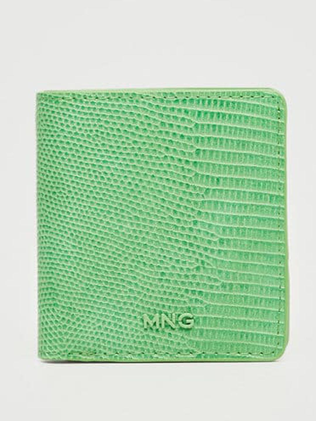 MANGO Women Green Snakeskin Textured PU Two Fold Wallet Price in India