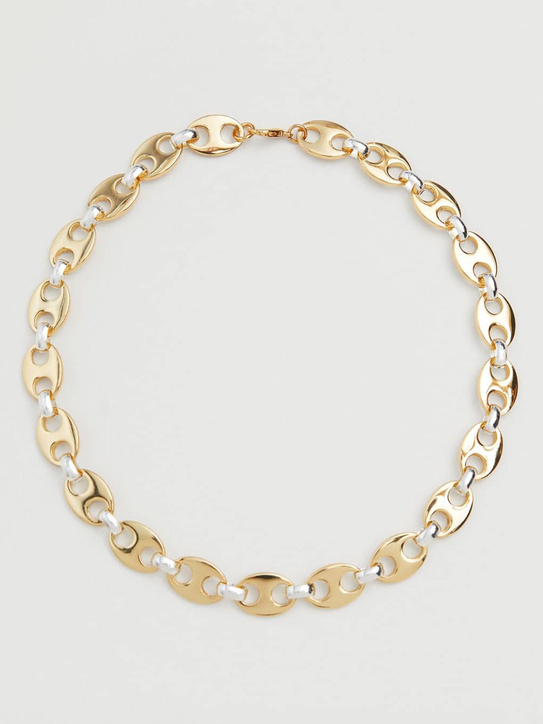 MANGO Women Gold-Toned & Silver-Toned Linked Chain Necklace Price in India