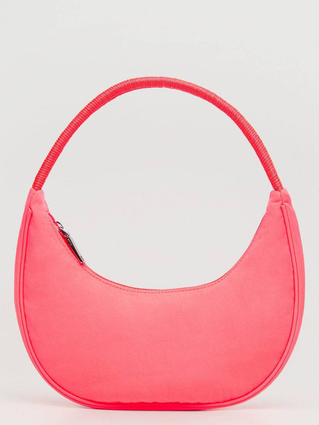 MANGO Coral Pink Solid Baguette Bag Price in India