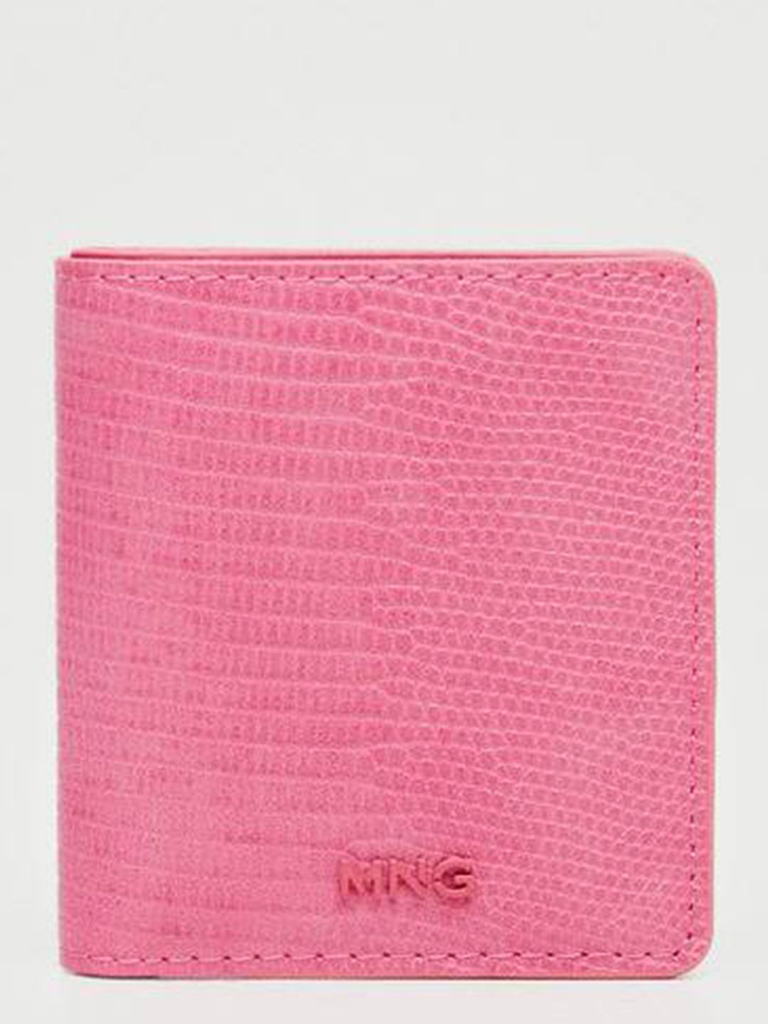MANGO Women Pink Snakeskin Textured Two Fold Wallet Price in India