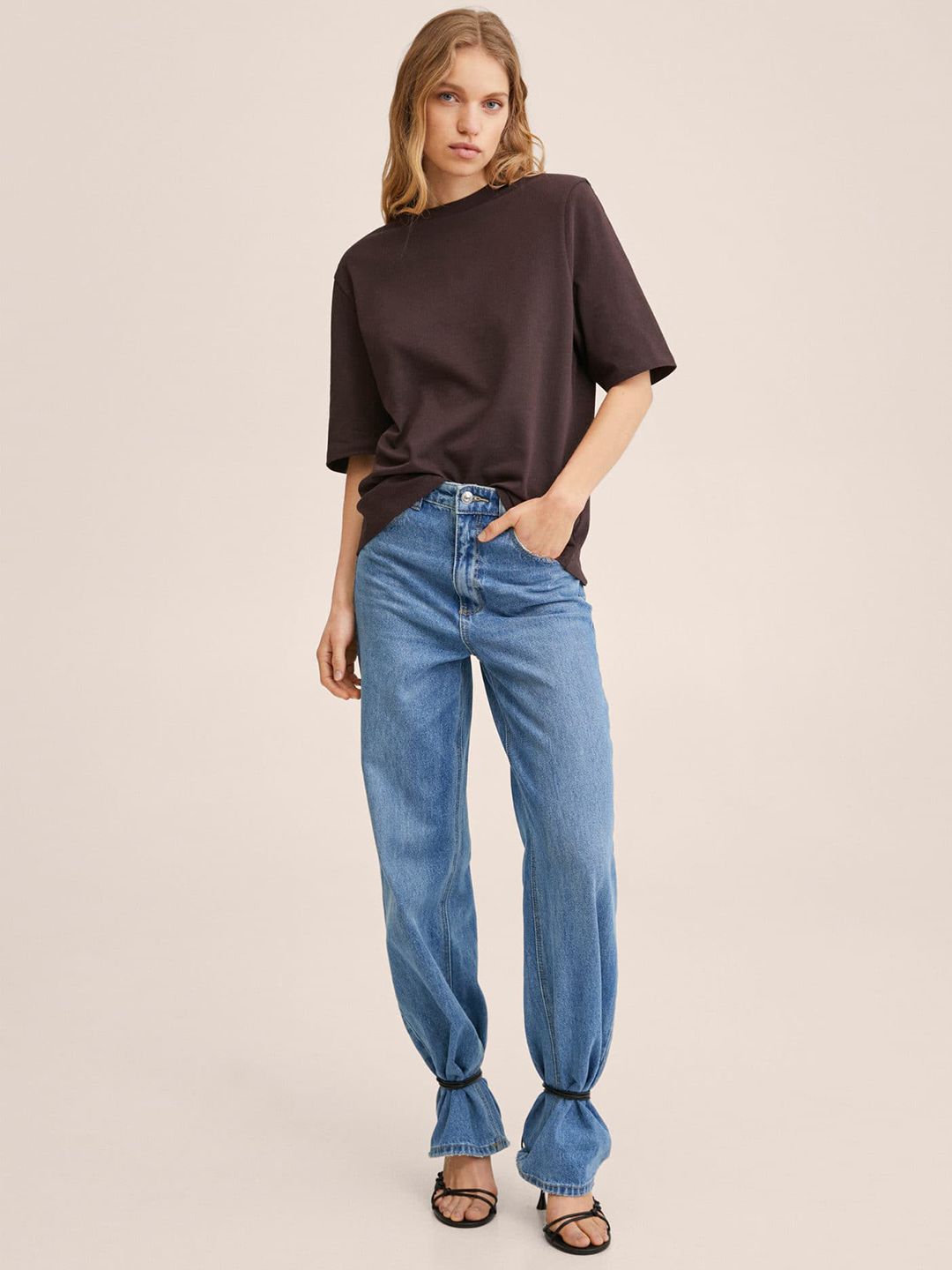 Coffee Brown Pure Cotton Solid T-shirt