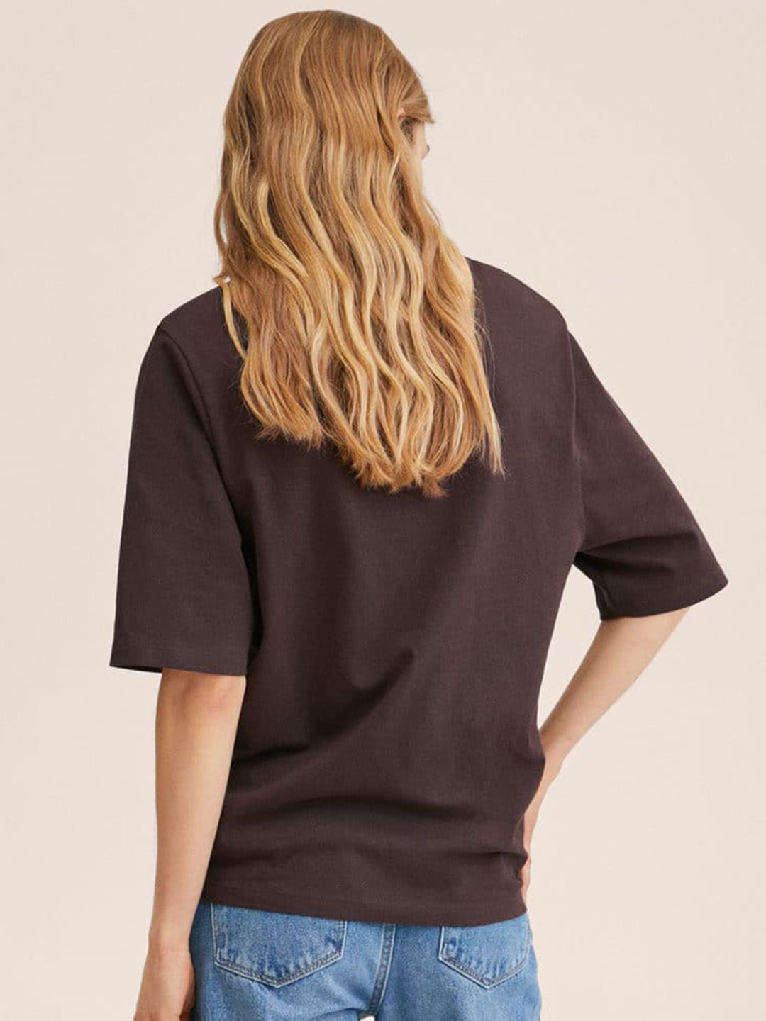 Coffee Brown Pure Cotton Solid T-shirt