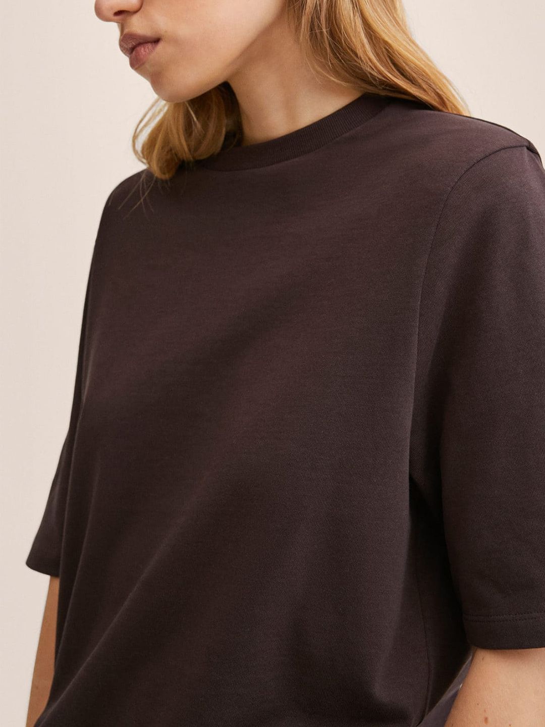 Coffee Brown Pure Cotton Solid T-shirt