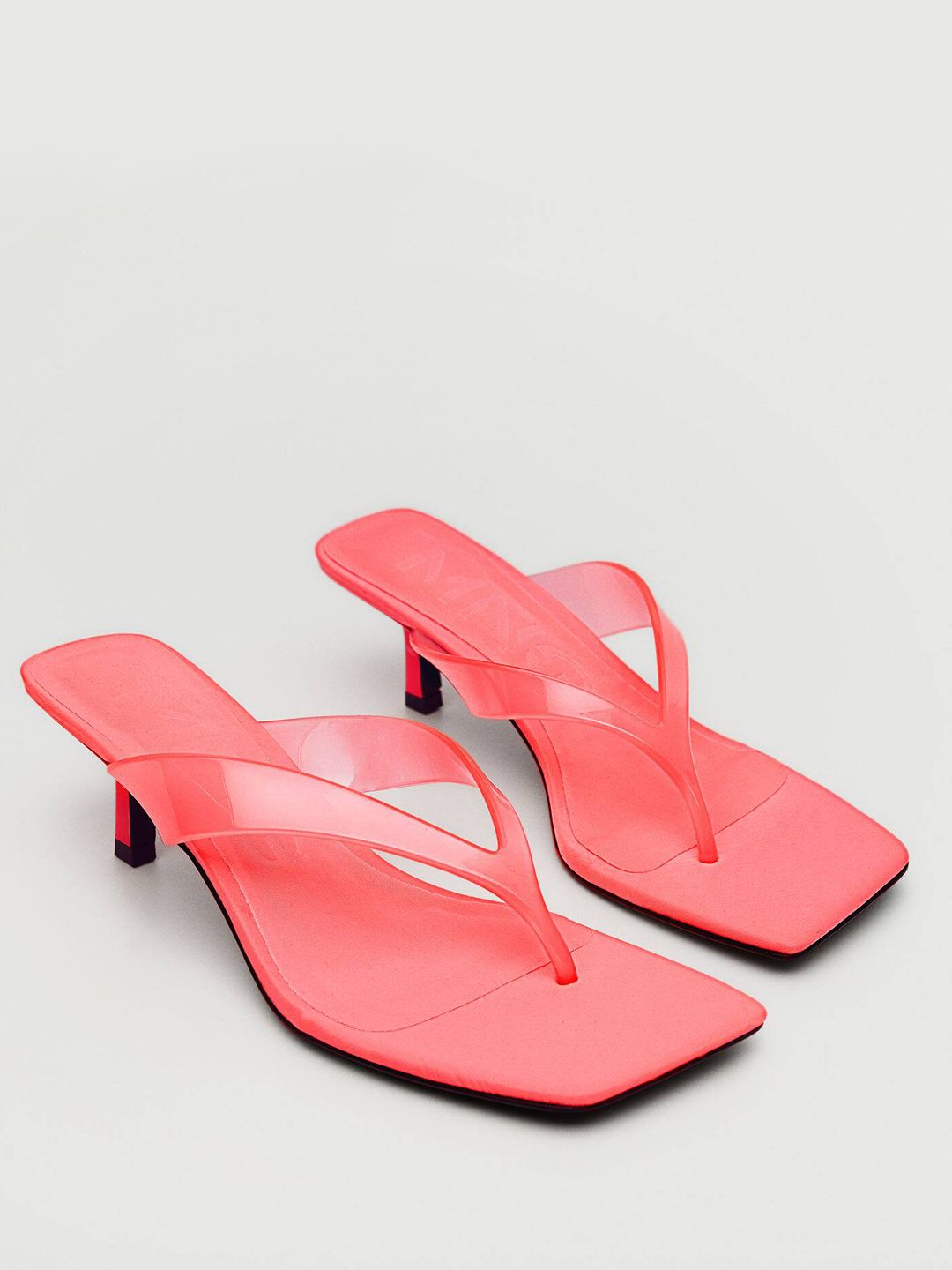 MANGO Neon Pink Solid Sandals Price in India