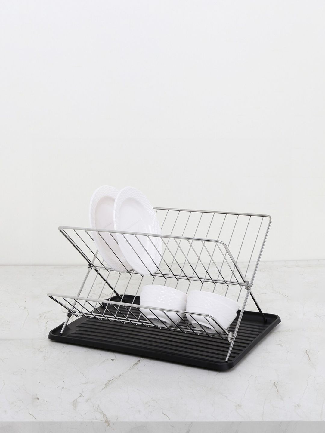 Home Centre Silver Toned Solid Stainless Steel Foldable Dish Rack Price in India
