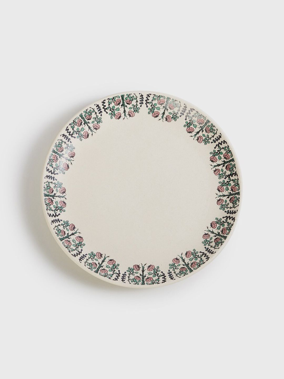 Home Centre Beige & Green 1 Piece Floral Printed Bone China Matte Plates Price in India