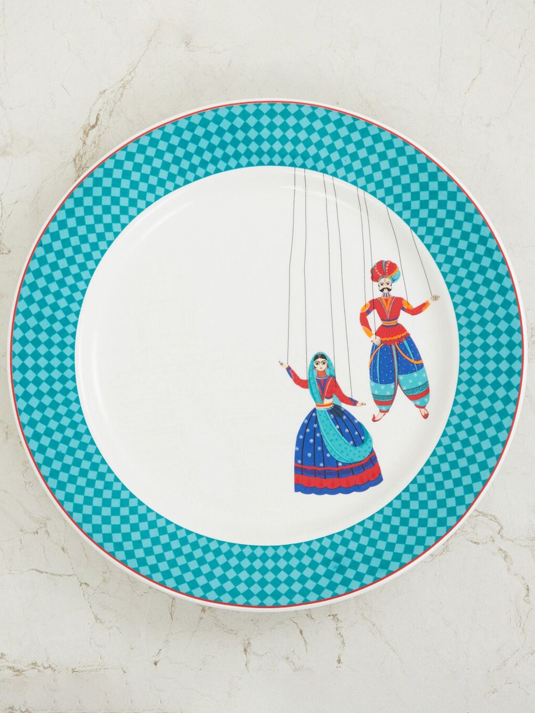 Home Centre Blue & White Printed Bone China Glossy Plate Price in India